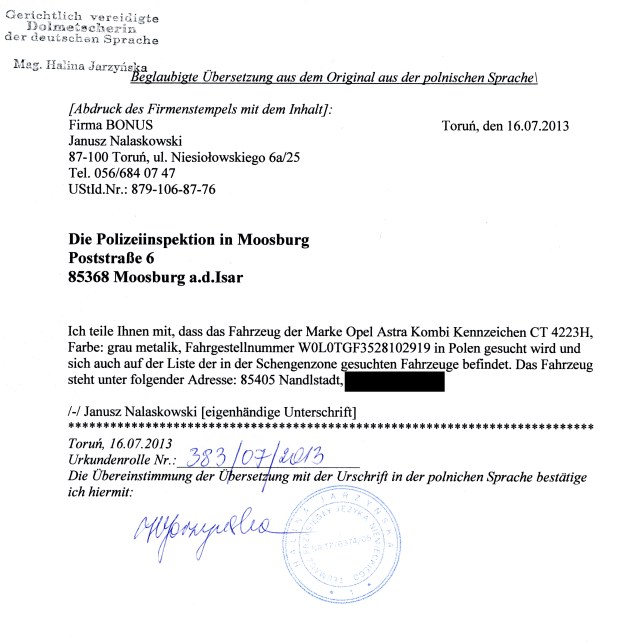 Tłumaczenie maila do Mosburga wysłanie faksem.